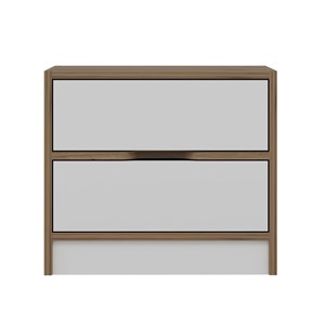 Molde table de chevet bois et blanc 2 tiroirs