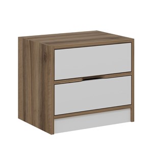 Molde table de chevet bois et blanc 2 tiroirs