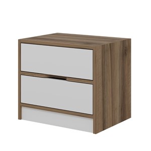 Molde table de chevet bois et blanc 2 tiroirs