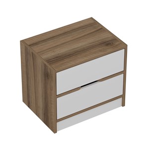 Molde table de chevet bois et blanc 2 tiroirs