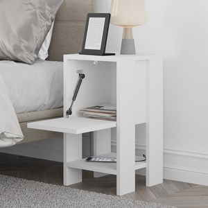 Sisa table de chevet blanche avec porte abattante