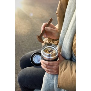 Food flask isotherme-noir-400ml-anti-fuite-6h chaud  8h froid-avec cuillère Noir