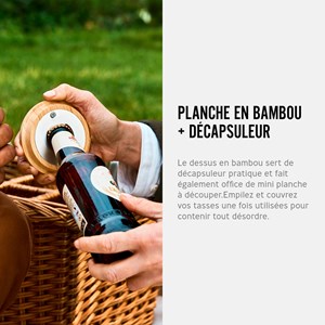 Set de 4 verres en acier inox 500ml-planche en bambou et décapsuleur