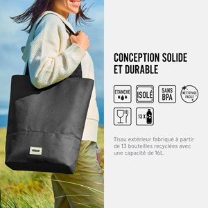 Tote bag isotherme-noir-16l-zippé-compartiment séparés Noir