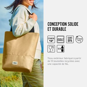 Tote bag isotherme-beige-16l-zippé-compartiment séparés Beige