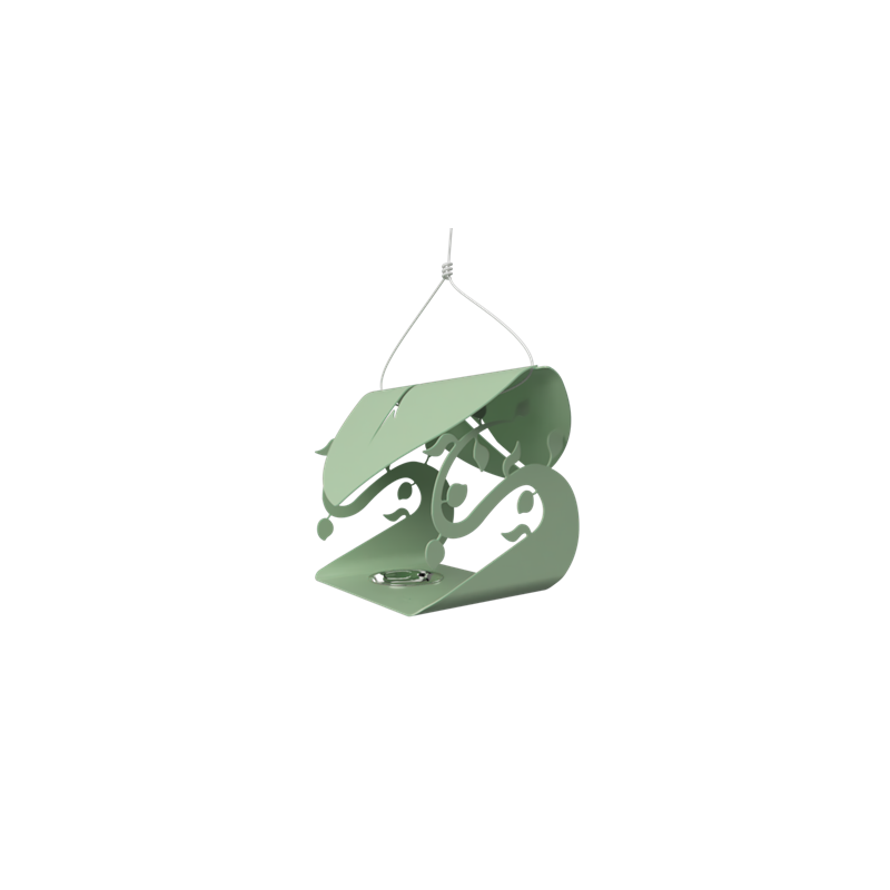 La maison des oiseaux - abri et mangeoire design en métal à suspendre