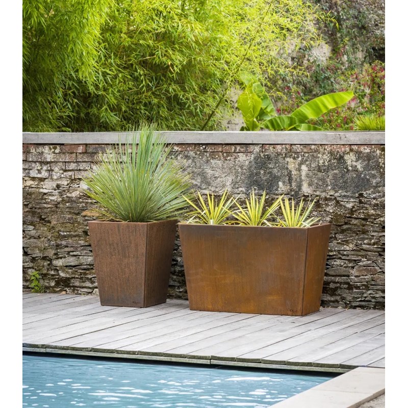 Idfer - Jardinière longue en acier corten