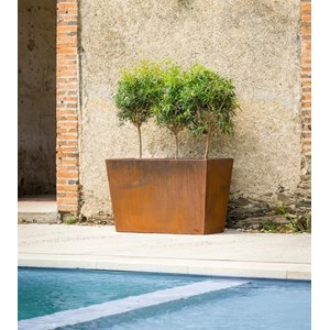 Jardinière longue en acier corten