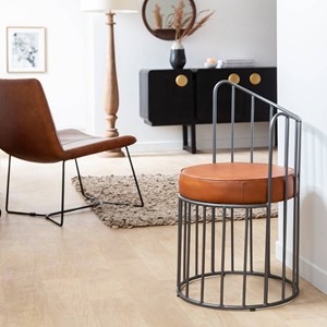 Fauteuil en cuir et métal