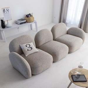 Canapé 3 modules tissu bouclette