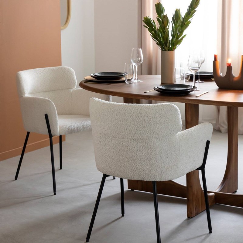 Fauteuil en tissu bouclette blanc kanoa