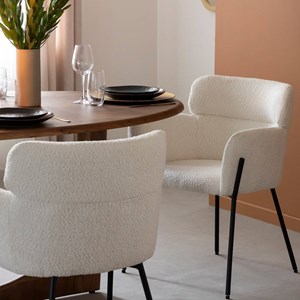 Fauteuil en tissu bouclette blanc kanoa