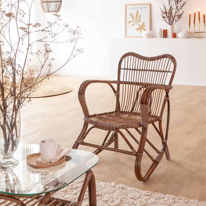 Fauteuil en rotin arrondi rattan