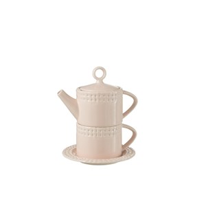 Théière poterie rose h.0.82cm