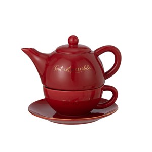 Théière porcelaine rouge h.15.5cm