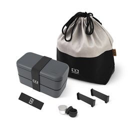 Set repas lunch box rectangle 1l gris