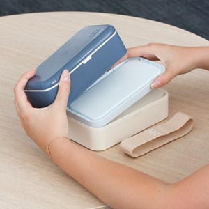 Set repas lunch box rectangle beige et noir