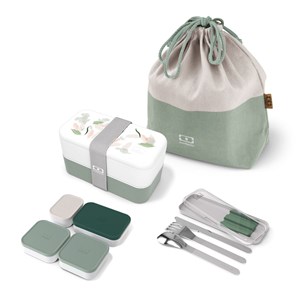 Set repas lunch box rectangle 1l leaves