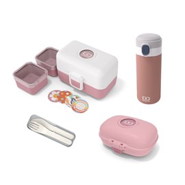 Set repas goûter enfants blanc rose