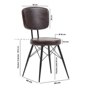 Chaise en cuir assise ronde (lot de 2)