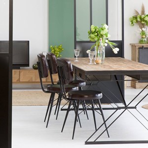 Chaise en cuir assise ronde (lot de 2)