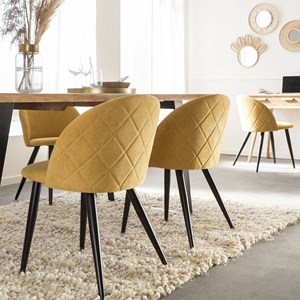 Chaise en tissu moutarde (lot de 2)