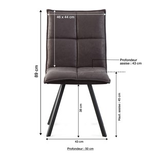 Chaise contemporaine pieds compas métal (lot de 2)