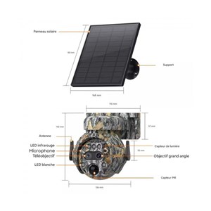 Piège photo wifi - 360° panneau solaire