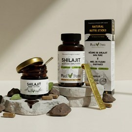 Pack force de la nature (résine, gélules, sticks miel et shilajit et cuillère)