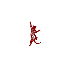 Chat cabriole à suspendre - rouge framboise - 100% inox