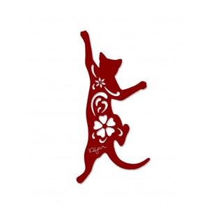 Chat cabriole à suspendre - rouge framboise - 100% inox