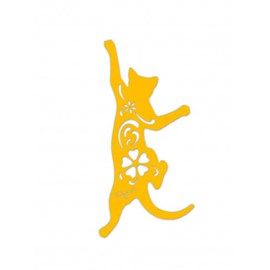 Chat cabriole à suspendre - jaune - 100% inox