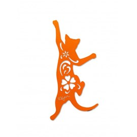 Chat cabriole à suspendre - orange pur - 100% inox