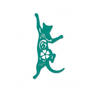 Chat cabriole à suspendre - bleu turquoise - 100% inox