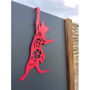 Chat cabriole à suspendre - bleu turquoise - 100% inox