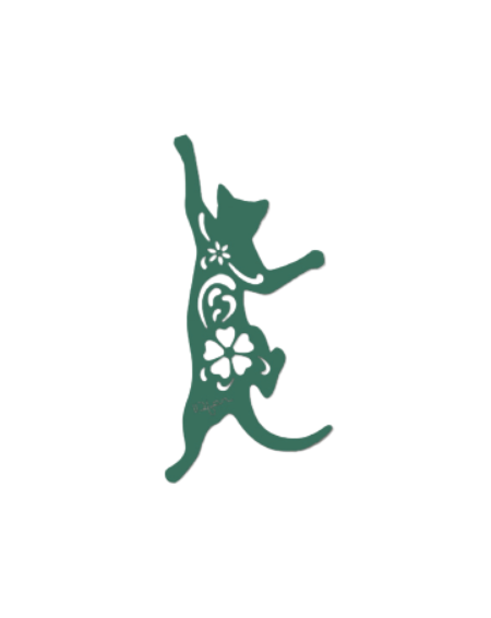 Chat cabriole à suspendre - vert pin