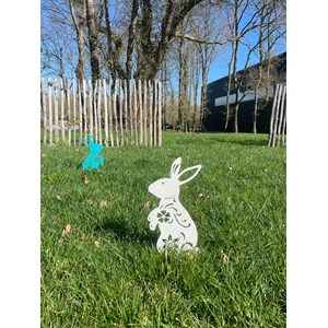 Lapin lady rabbit à planter - vieux rose - 100% inox