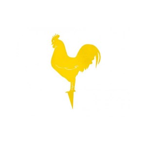 Coq mister panache à planter - jaune - 100% inox