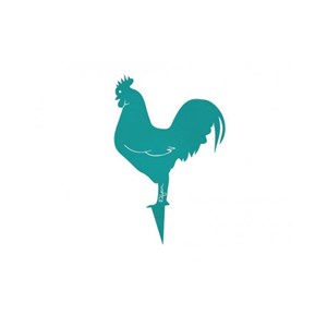 Coq mister panache à planter - bleu turquoise - 100% inox
