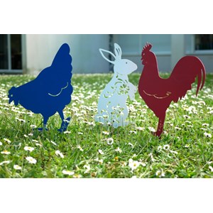 Poule miss chabo à planter - bleu turquoise - 100% inox