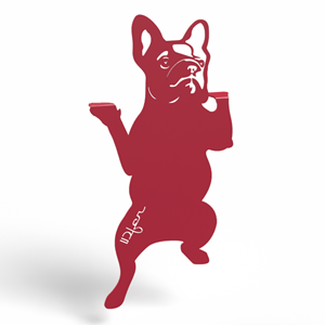 Chien bulldog à suspendre - rouge framboise - 100% inox