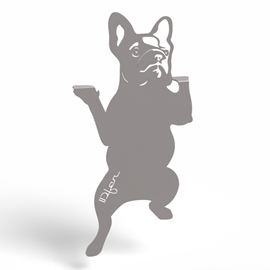 Chien bulldog à suspendre - gris platine - 100% inox