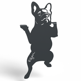 Chien bulldog à suspendre - gris anthracite - 100% inox