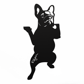 Chien bulldog à suspendre - noir - 100% inox