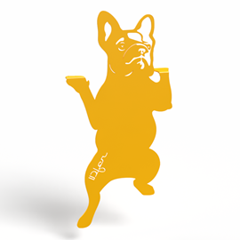 Chien bulldog à suspendre - jaune - 100% inox
