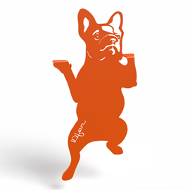 Chien bulldog à suspendre - orange pur - 100% inox