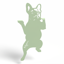 Chien bulldog à suspendre - vert tendre - 100% inox