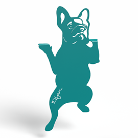 Chien bulldog à suspendre - bleu turquoise - 100% inox