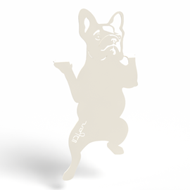 Chien bulldog à suspendre - blanc pur - 100% inox