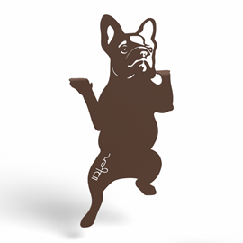 Chien bulldog à suspendre - mars sablé - 100% inox